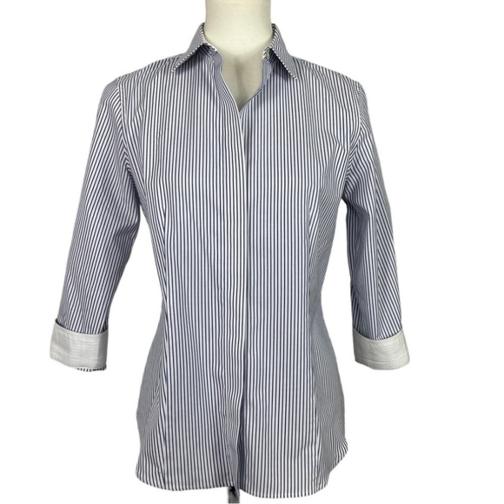 Talbots Blue and White Striped Button Down Shirt